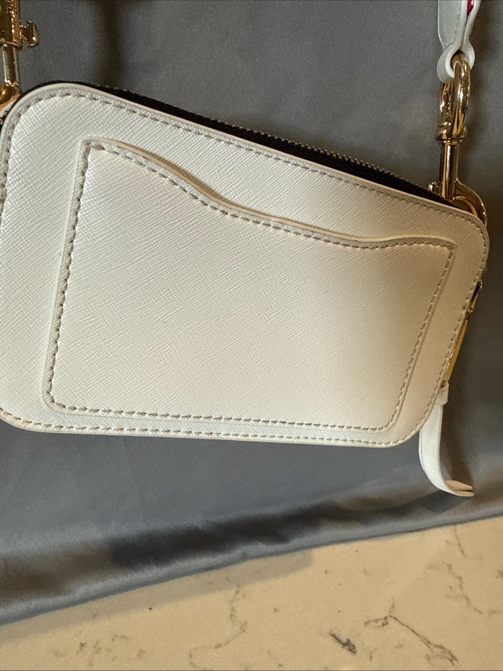 Marc Jacobs Cream Snapshot Crossbody with Red Polka Dot Strap - Picture 14 of 16